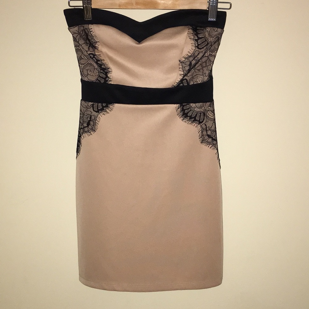 tan and black dress